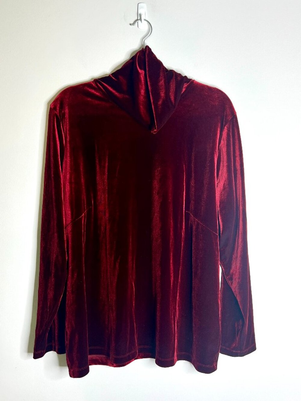 Soft Surroundings Crimson Velvet Mock Neck Long Sleeve Top Holiday Festive 1X